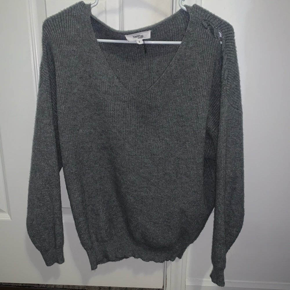 Grey Sweater with shoulder detailing